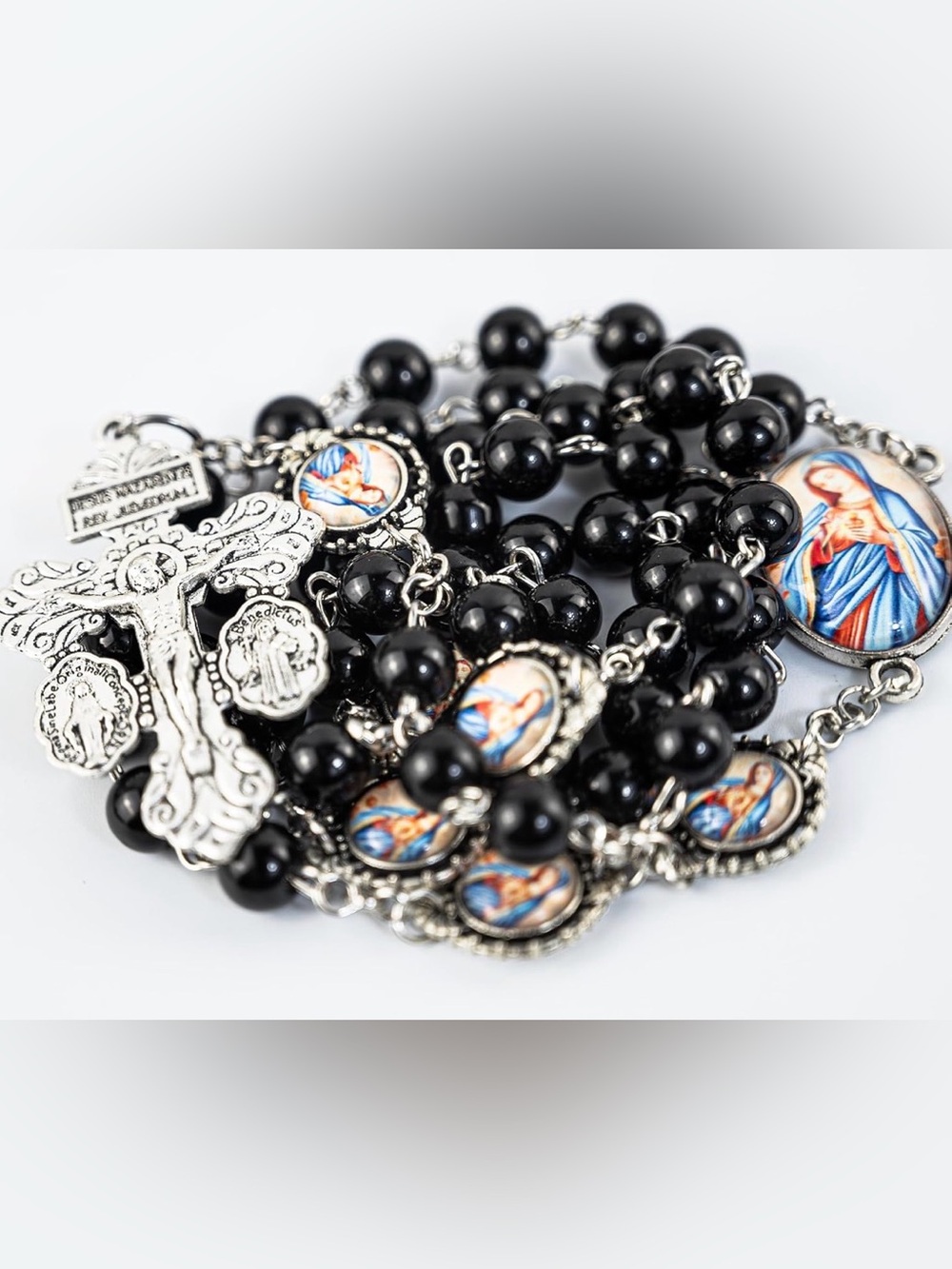 Virgin Mary Rosary Necklace w/ Travel Case. NWT 1 of each color available - Picture 6 of 10